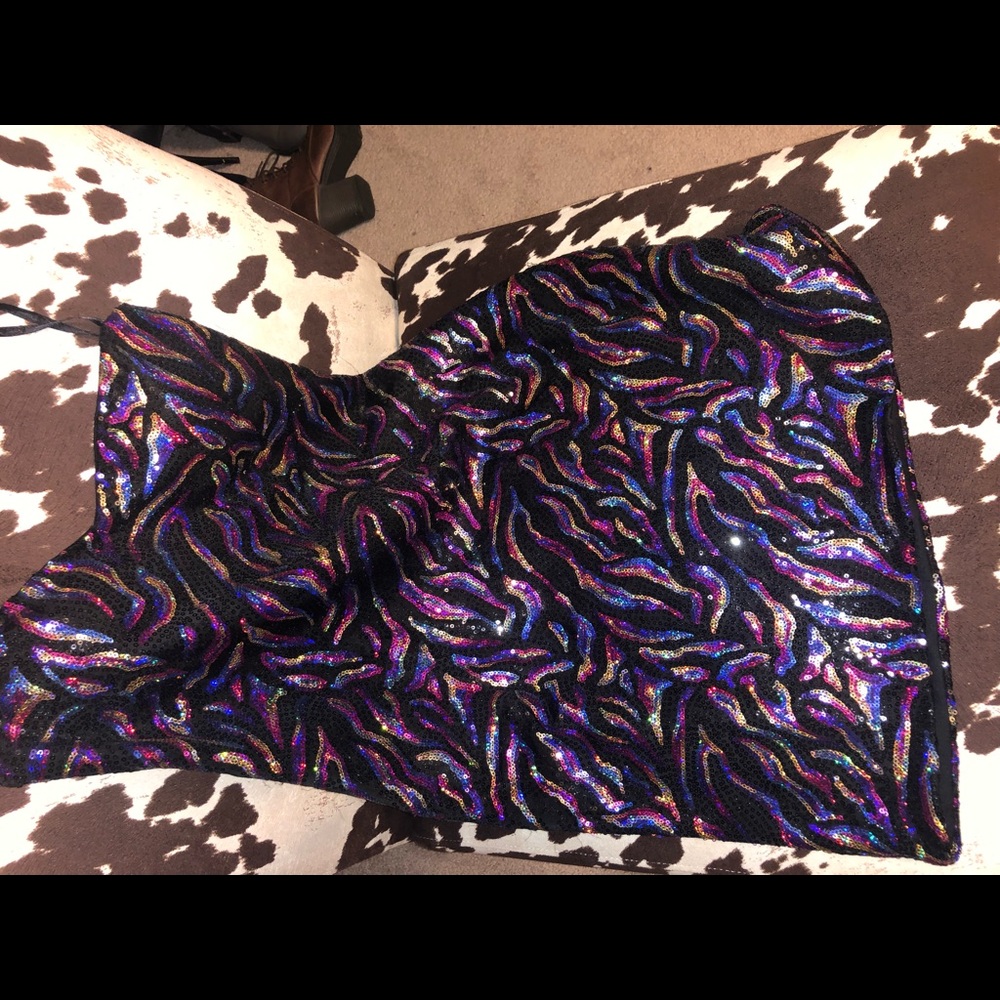 Multi-colored, sequined dress